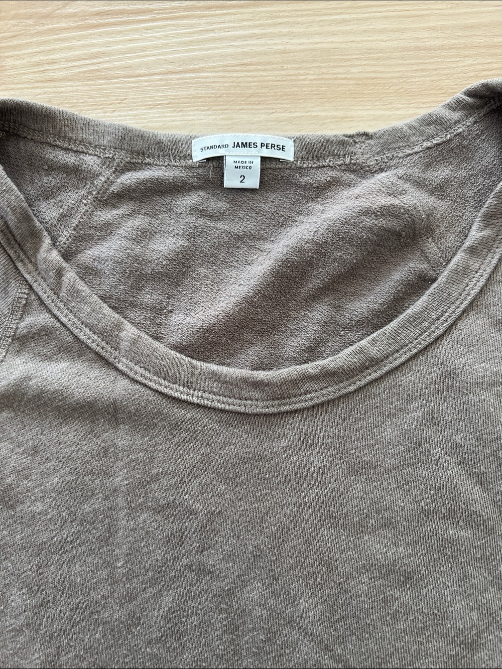 James Perse Long Sleeve Scoop Neck Tee in Taupe Brown - Picture 2 of 3